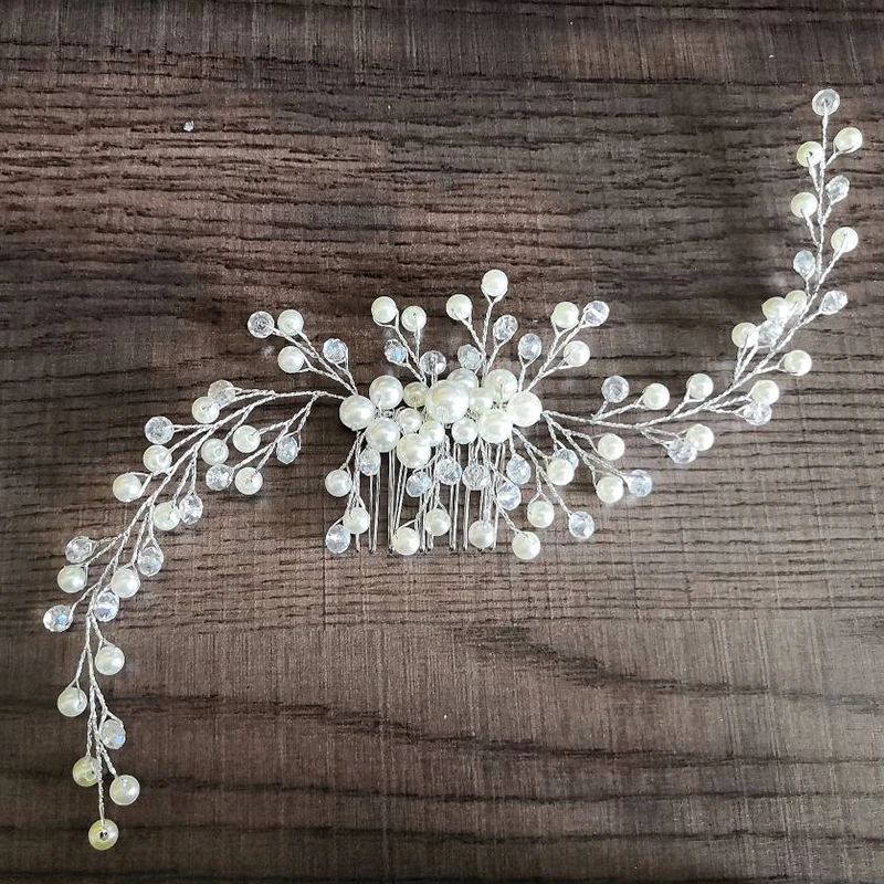 Свадебные аксессуары для волос серебряный жемчуг гребень Элегантный женский