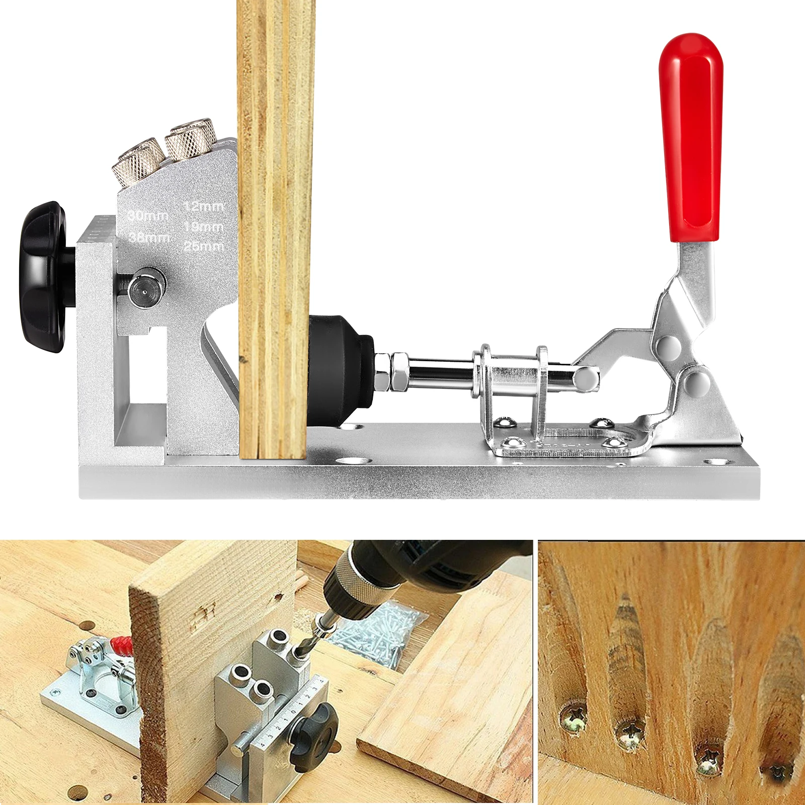 Pocket Hole Jig Kit With Vacuum Woodworking Punch Locator Drill Locator WoodWorking Tools kit enlarge