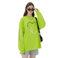 womens loose letter print long sleeve t shirt fall 2021 round neck couple oversize casual t shirt mnes tops tee h1670