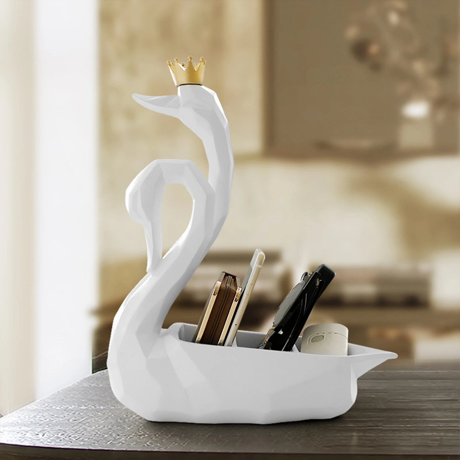 

Adorable Flamingo Statue Keys Storage Holder Coffee Table Entryway Decor