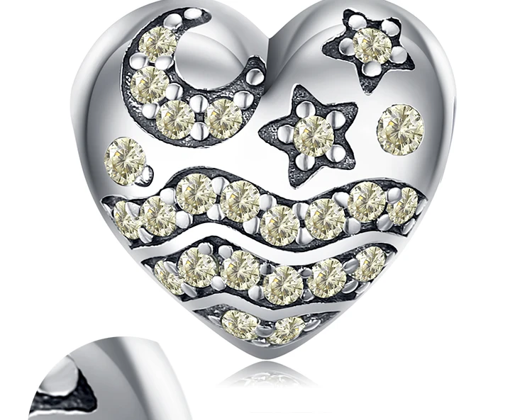 JewelryPalace 925 пробы серебро шампанское кубического циркония Звезда Луна подвеска в виде волн бусинами Fit Браслеты для Для женщин как красивые подарки