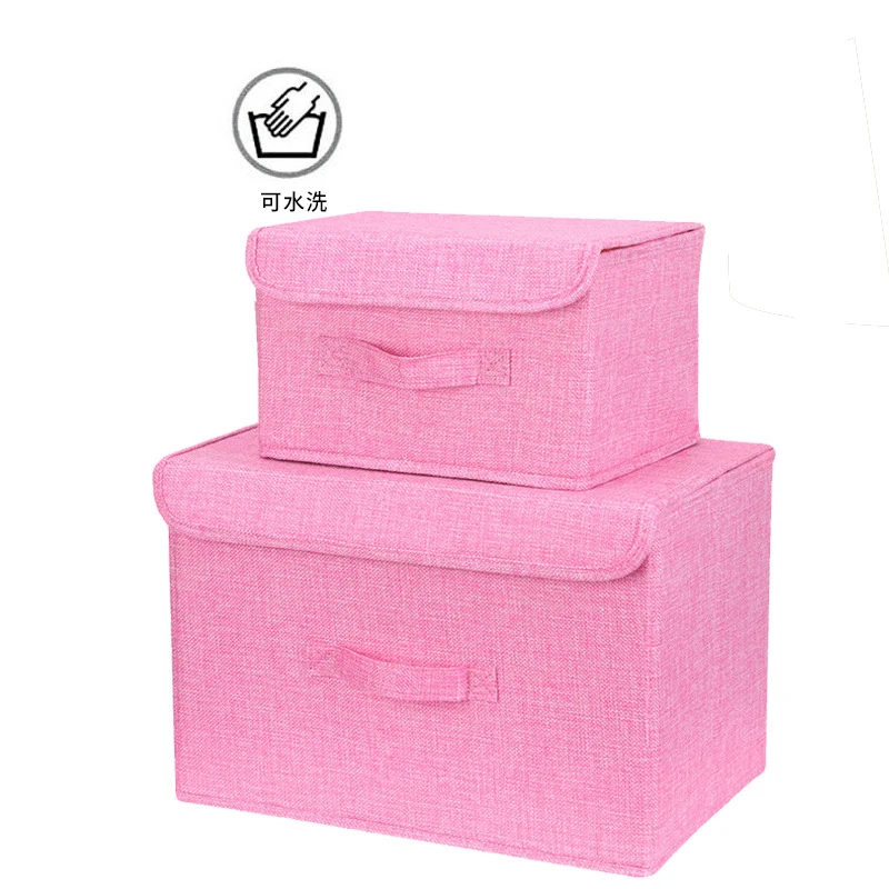 

Cotton linen Fabric Folding Storage Box Foldable Bins Toys Organizer With Lids And Handles Storage Basket Laundry S6S11L81