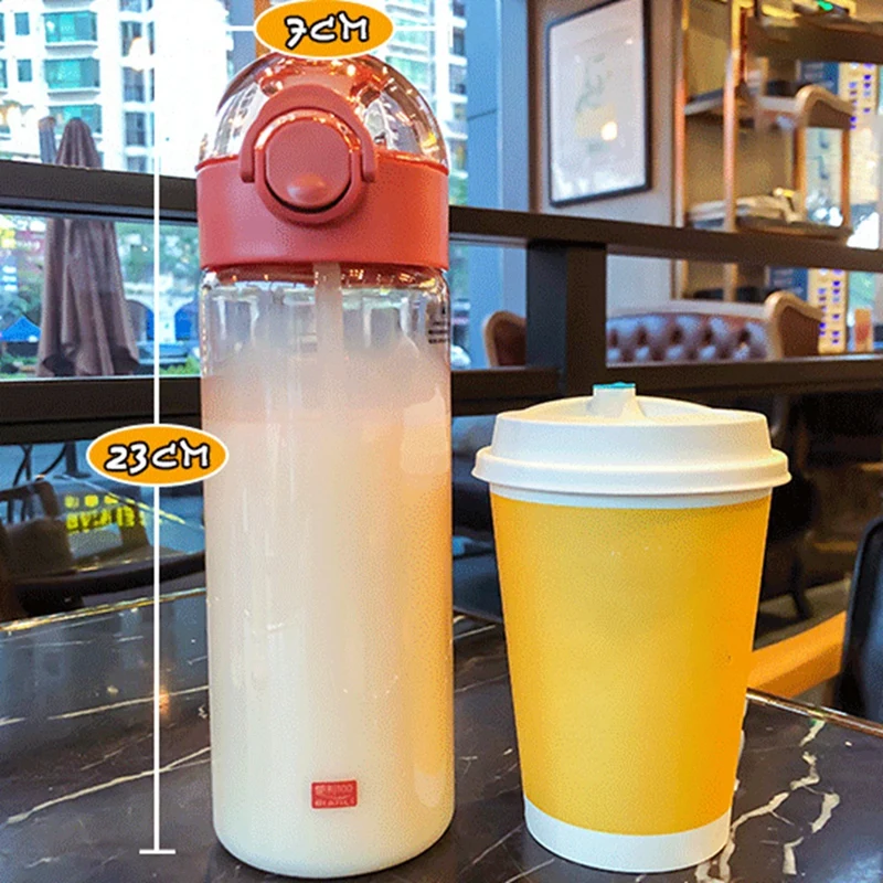 

Portable Strap Plastic Drinking Water Cup 650ml Creative Children Water Bottle With Straw Outdoor Anti Fall