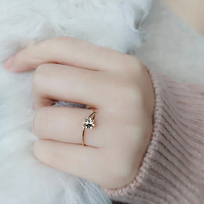 Нежное и элегантное 18K золотое модное Закрытое кольцо с подсолнухом для женщин