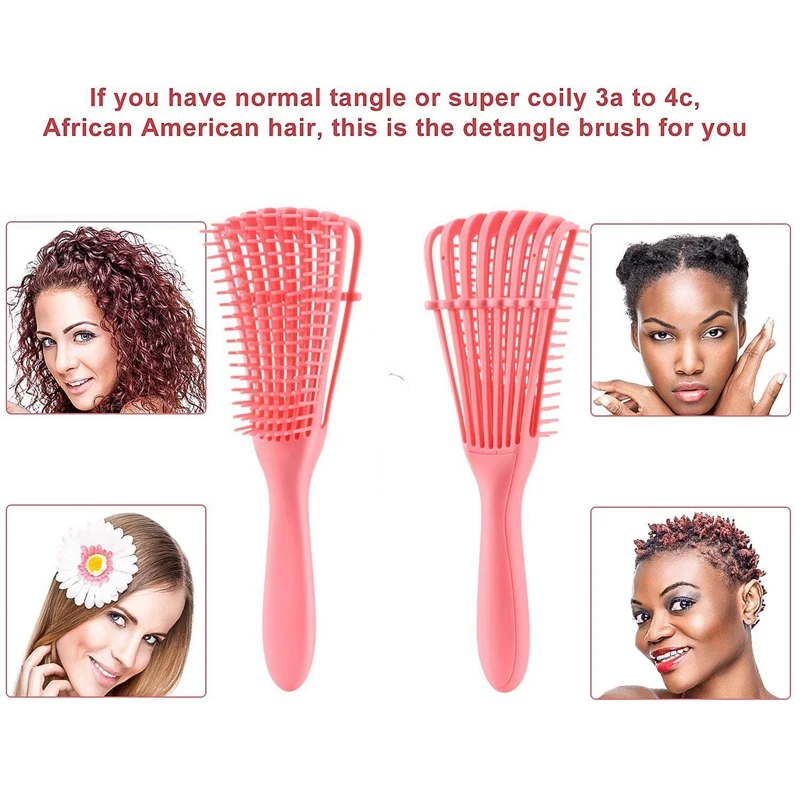 

3 Pieces Detangling Brush Set with Edge Brush Double Sided, Hair Detangler for Afro America Textured 3A to 4C Kinky Wavy