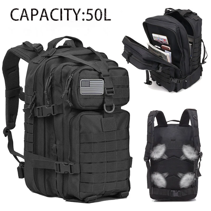 

50L Tactical Backpack 3P Softback Outdoor Waterproof Backpack Military Hiking Rucksacks Men Hunting Travel Camping Backpack Bags