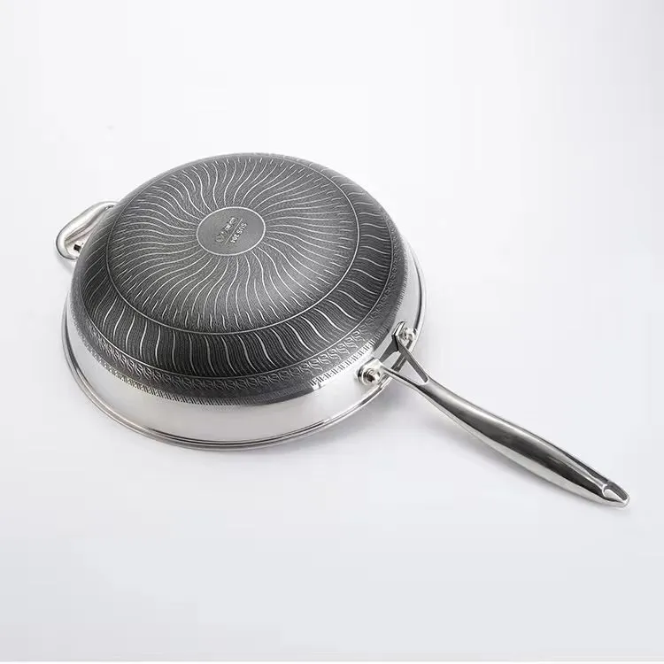 

Stainless Steel Wok Household Chinese Style Compound Multi-layer Bottom Less Oil Smoke Non-stick Pan No Coating Easy To Clean