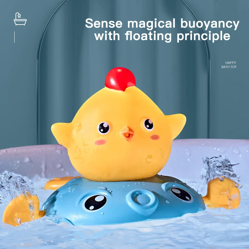 

1 Pcs Cartoon Baby Bath Toys Water Temperature Measuring Tools Fatty Chicken Swimming Spray Water Play Toys Baby Bath Pull Toy