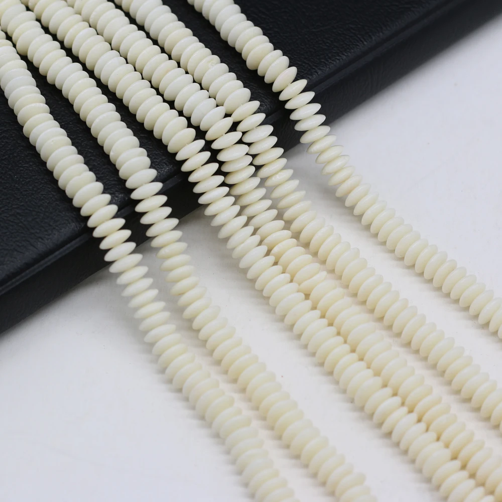 

Hot Sale White Artificial Abacus Shape Coral Spacer Loose Beads for Jewelry Making Necklace Bracelet Accessories Size 2.5x7mm