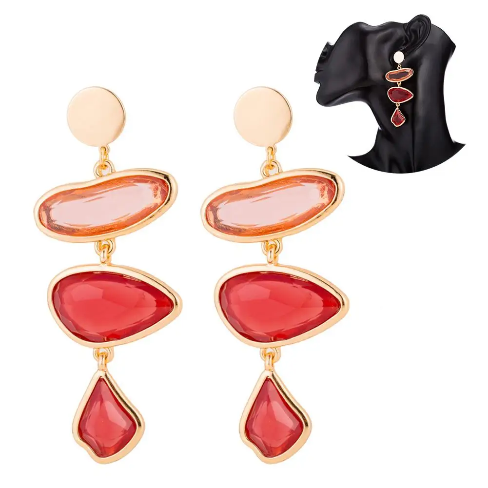 Женские висячие серьги гвоздики из прозрачной смолы неправильной