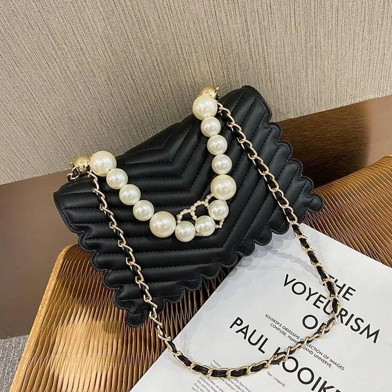 

2021Fashion Totes Bags Women Solid PU Crossbody Pearl Handle Female Shoulder Handbags Popular Simple Female Daily Bag