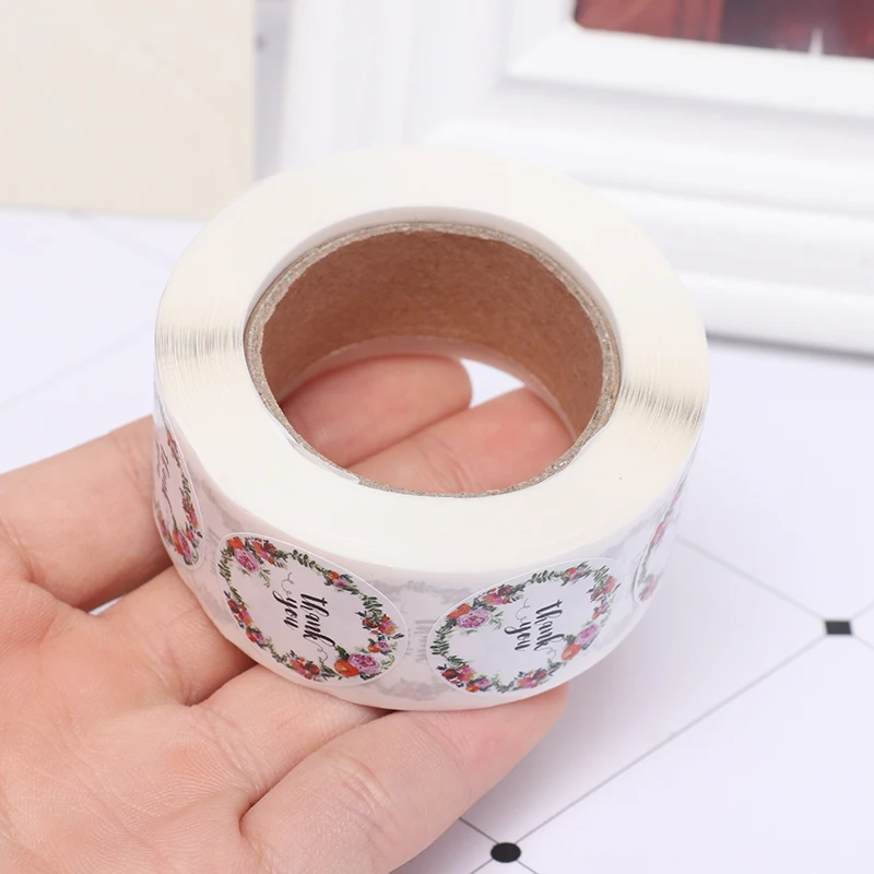 

2Roll500pcs one rollFloral Thank You Sticker Seal Labels Christmas Gift Decoration Sticker for Package Stationery Sticker
