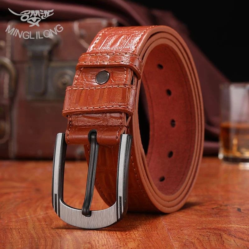 Популярный брендовый ремень MINGLILONG с крокодиловым узором Высококачественный