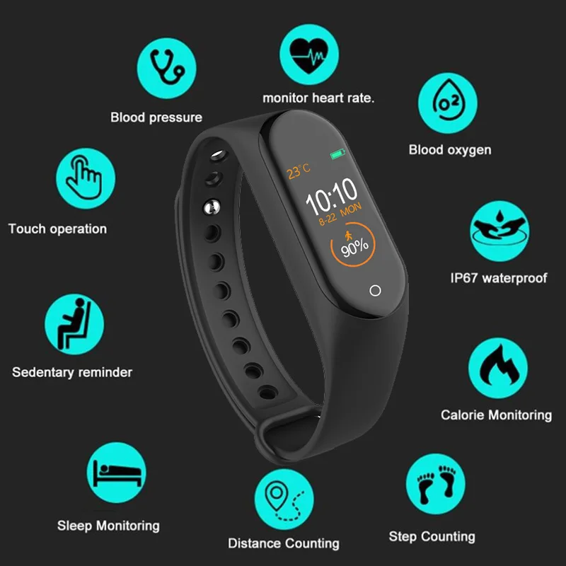 M4 умный Браслет 0 96 дюймов TFT цветной экран браслет пульсометр монитор кровяного