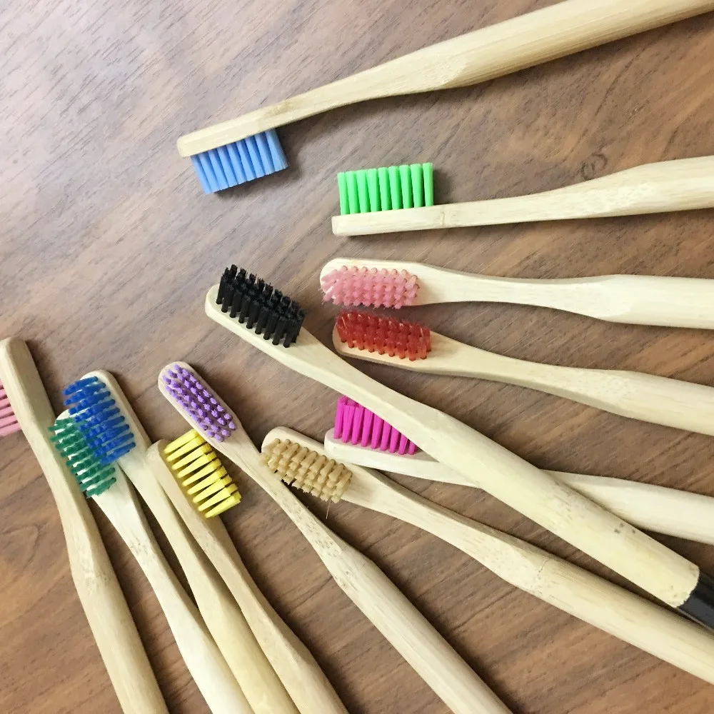 Круглая бамбуковая зубная щетка веганская ручка средняя щетина Экологичная cetillo