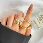 Женское многослойное кольцо с асимметричным искажением, металлическое кольцо с перфорацией, украшение для вечерние, 2021
