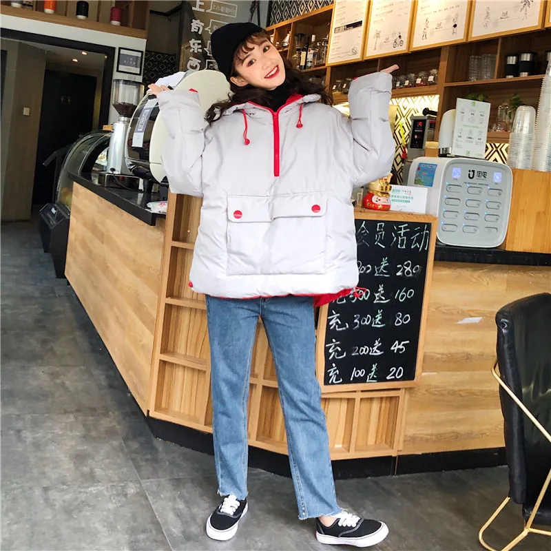 Woherb японский каваи Harajuku девушки зима более размер d парка с капюшоном женские ватные куртки плюс размер пуловер стеганые пальто