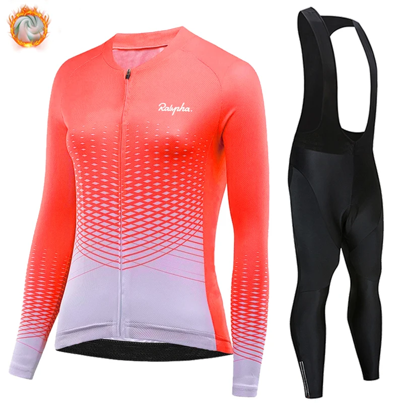 

Ralvpha New Winter Warm Fleece Suit Cycling Clothes Women's Sports Cycling Mountain Bike Clothing Bib Warmer Suit Ropa Ciclismo