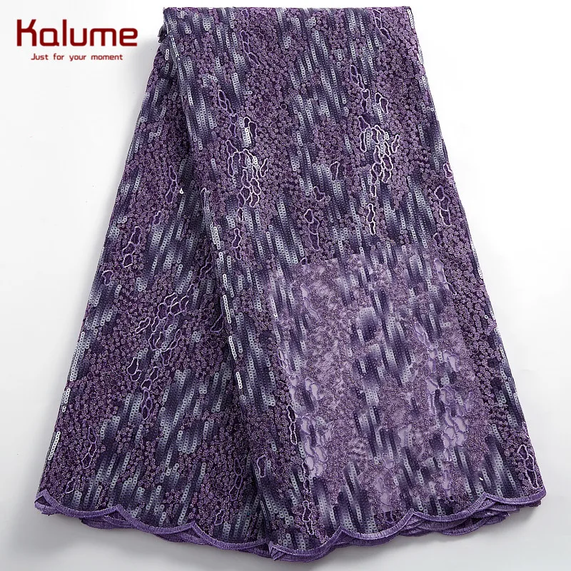 

Kalume African Tulle Lace Fabric 2021 Wedding High Quality Sequins Tissue Nigerian French Mesh Lace Fabric For Women Dress H2436