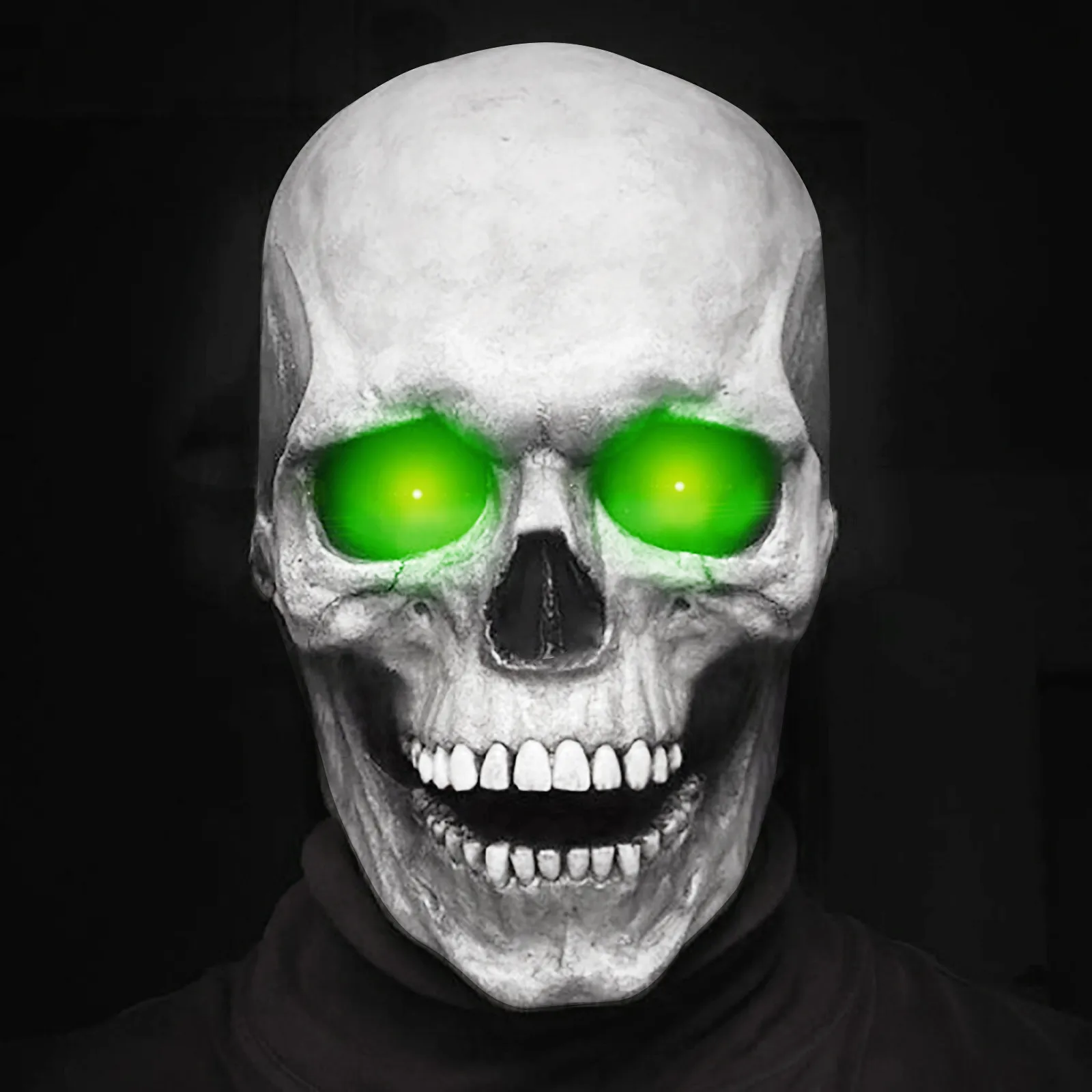 

Halloween Skull Led Mask Men Women Party Horror Decoration Full Head Skull Masque Helmet Movable Jaw Latex Hellfire Eyes