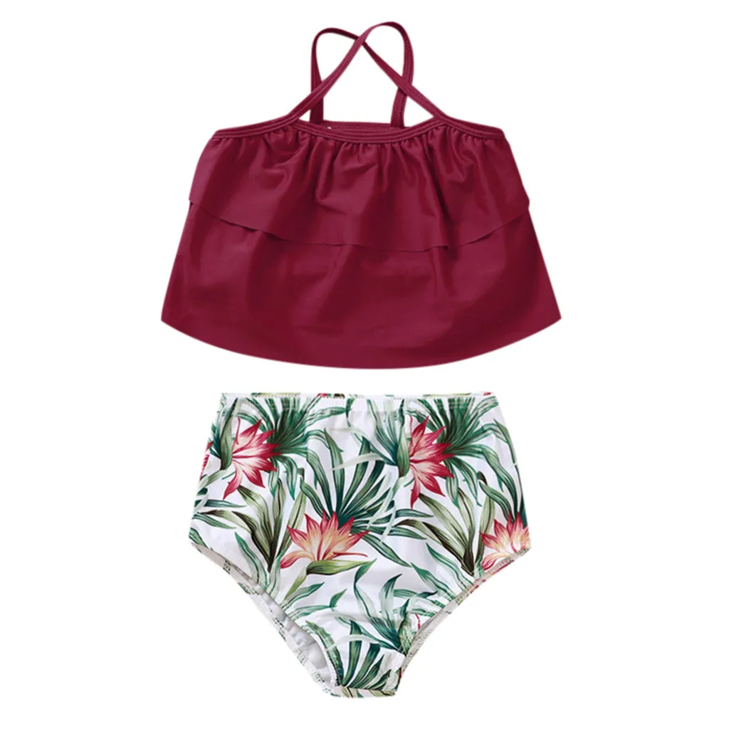Детский комплект бикини с лямкой на шее для маленьких девочек из 2 предметов