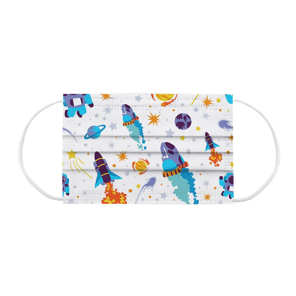 

50PCs Childrens Face Masks 3 Ply Ear Loop Non-woven Cute Patterns Breathable DustProof PM2.5 mascarilla Mouth masque