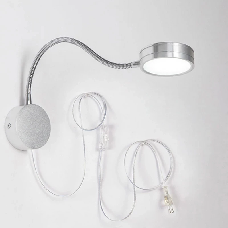 

5W LED Wall Lamps US EU Plug Type Hoses Working Study Reading Lamp Flexible Home Hotel Bedside Modern Sconces Night Lights