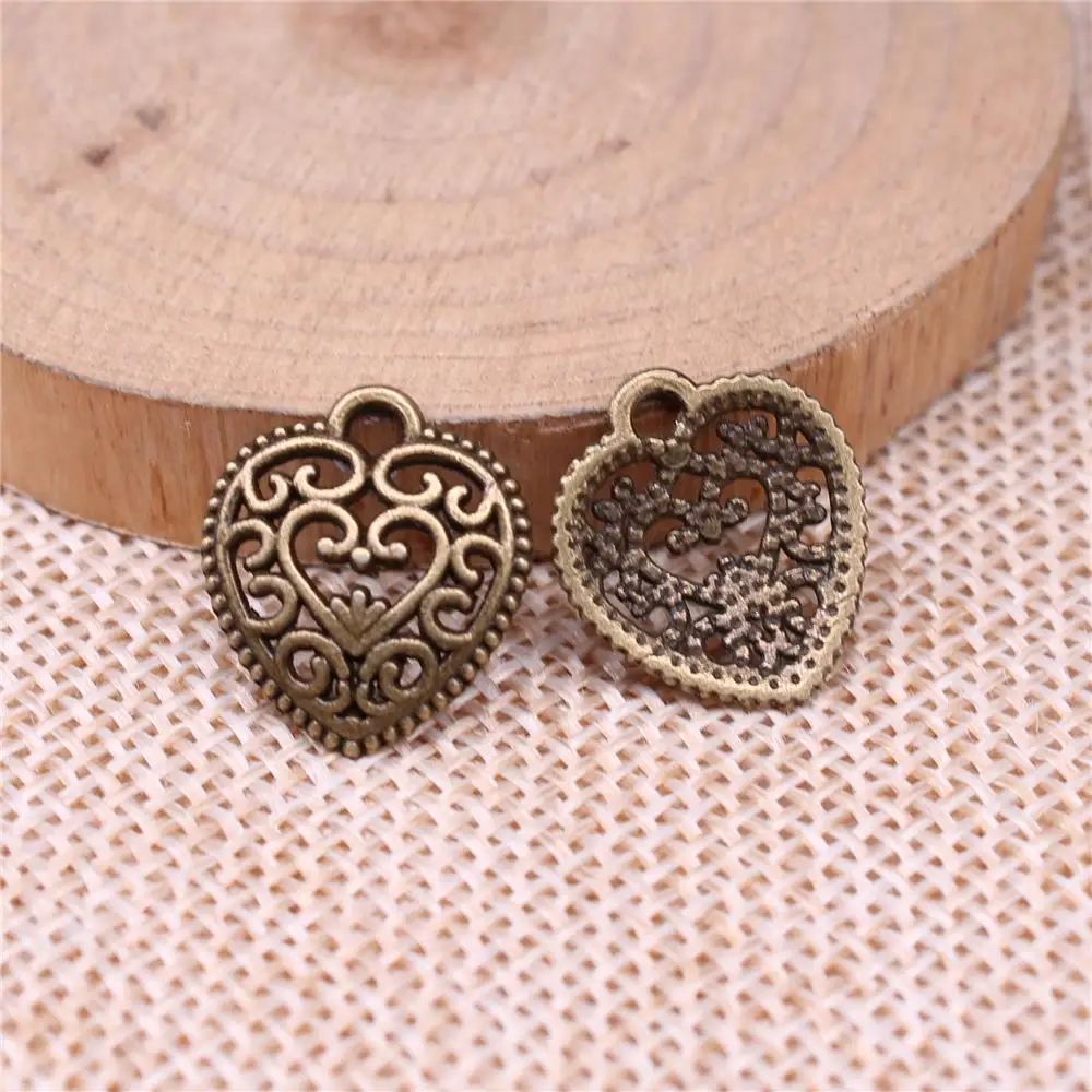 

Резные Подвески в форме сердца для изготовления ювелирных изделий, цвет античной бронзы, 10 шт., 16x15 мм