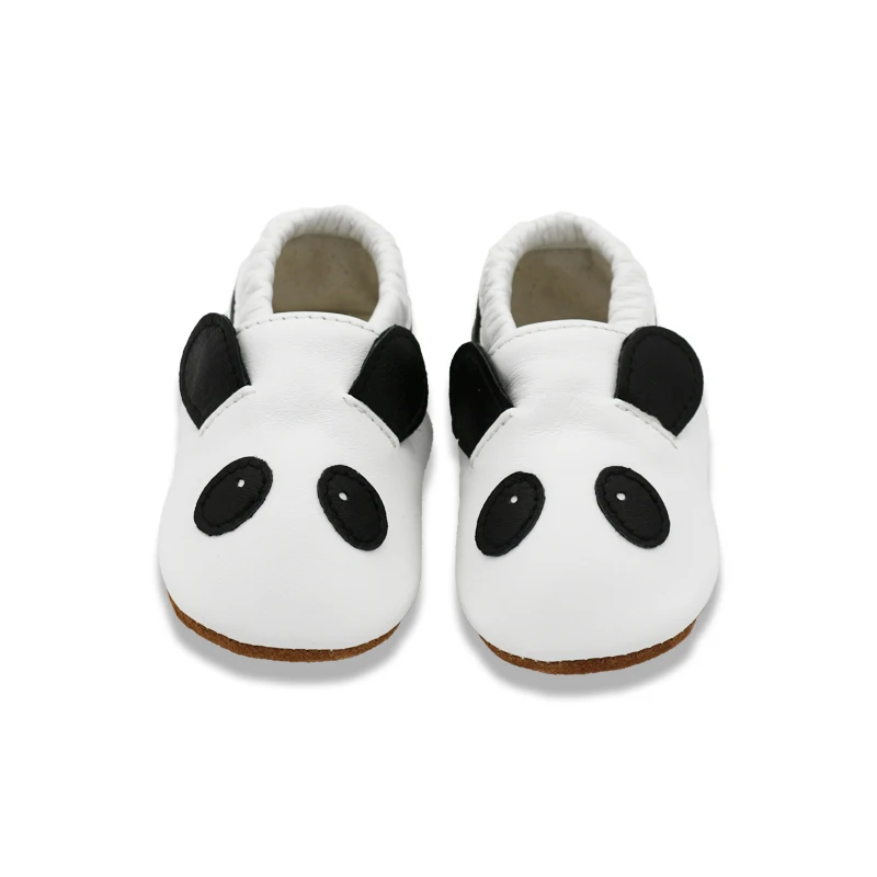 157 Panda white Детская обувь; мягкие мокасины из натуральной коровьей кожи для маленьких мальчиков и девочек; обувь для малышей; тапочки для первых шагов; нескользящая обувь с мышкой; 104 - Цвет: 157 Panda white