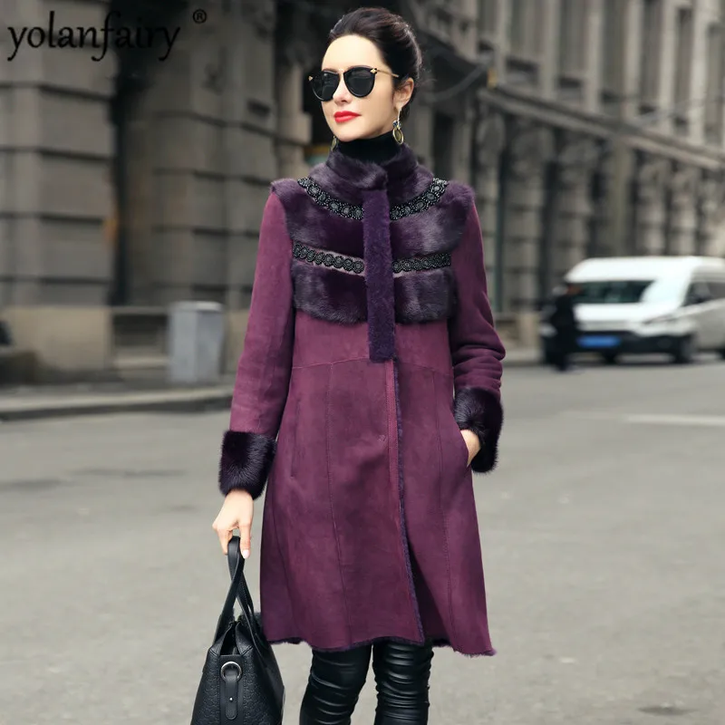 

Real Fur Coat Wool Female Mink Fur Natural Shearling Jacket Autumn Winter Coat Women Clothes 2020 Korean Vintage Double-faced