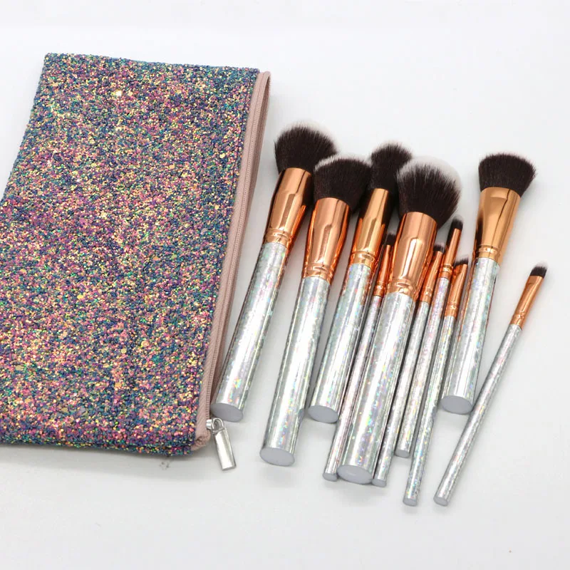 Набор кистей для макияжа из 10 предметов мраморная серия звездочки круглые ручки