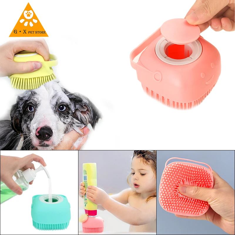 

Pet Dog Shampoo Massager Brush Cat Massage Comb Grooming Scrubber Shower Brush for Bathing Hair Soft Clean Silicone Brushes