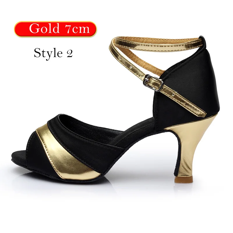 Style 2 Gold 7cm DIPLIP для женщин; Лидер продаж; Новинка; Брендовая обувь для латинских танцев на каблуке; обувь для танго бальных танцев для девочек; обувь для сальсы; Мягкая Обувь для бальных танцев - Цвет: Style 2 Gold 7cm
