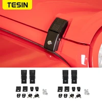 tesin car engine hood latch lock catch with key cover trim anti theft for jeep wrangler jk jl jt 2007 2022 exterior accessories