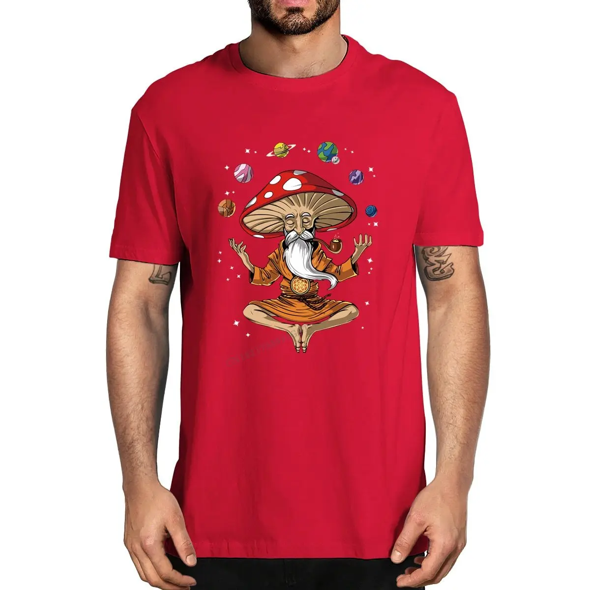 Funny Fashion Psychedelic Meditation Magic Mushroom Funny Men's Premium Cotton Camisas Hombre T-Shirt Unisex Women Soft Tee