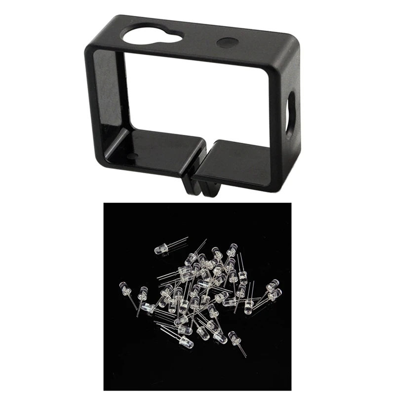 

HFES 50 X 5Mm RGB LED Light Emission Diode With Protective Housing Side Border Frame Case Black