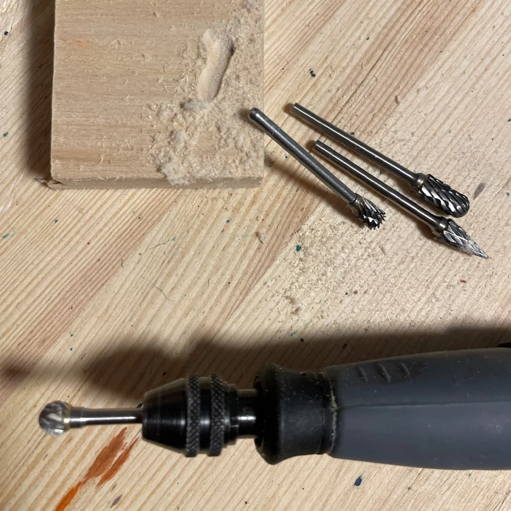 

10Pcs Burr Set Tungsten Rotary Tool 1/8" Shank Double Cut Electric Grinder Accessories Carving Metalworking Milling Cutter Tools