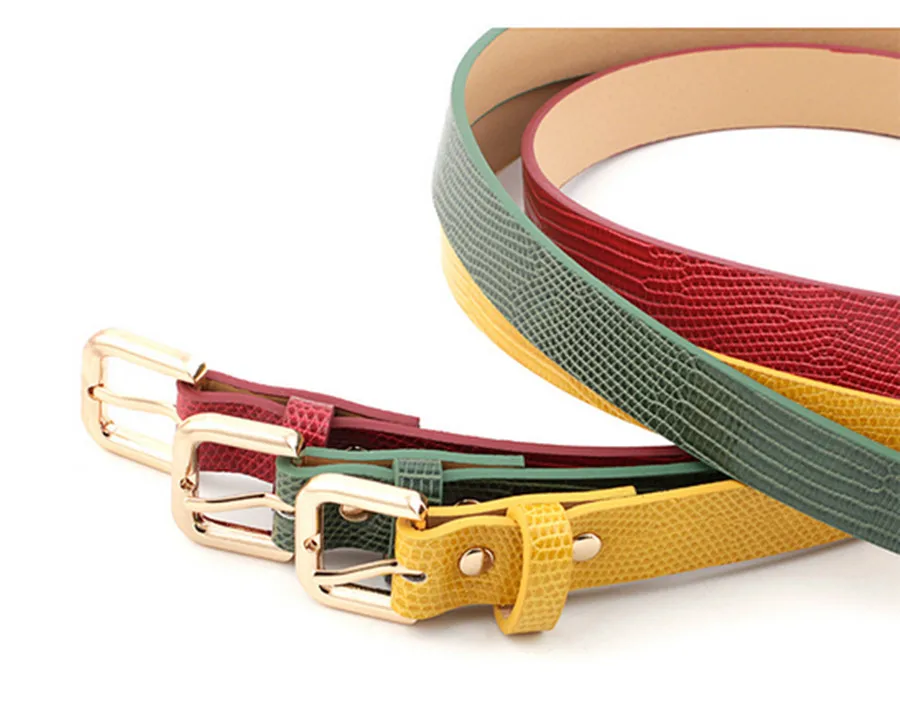 Ремень женский из искусственной кожи с пряжкой язычком сплава модный