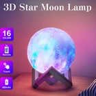 Светящийся светодиодный ночник 3D с изображением Луны и галактики, лампа со звездным небом, детский ночник с изменением цвета, ночник с изображением Галактики, декор для комнаты
