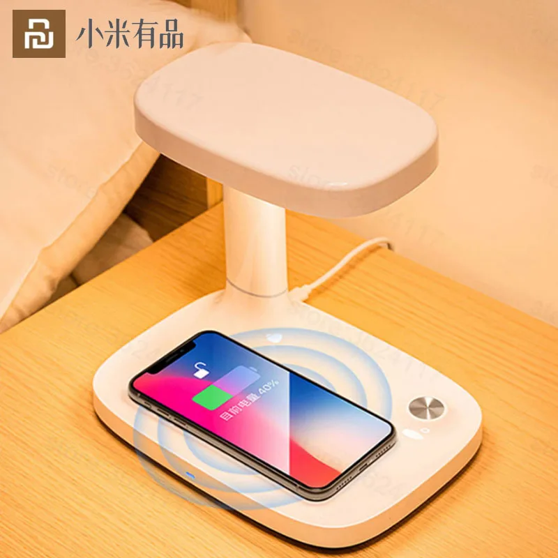 

Настольная лампа Youpin с беспроводной зарядкой и защитой глаз, светильник для стола с USB-портом для зарядки, настольная лампа для быстрой заря...