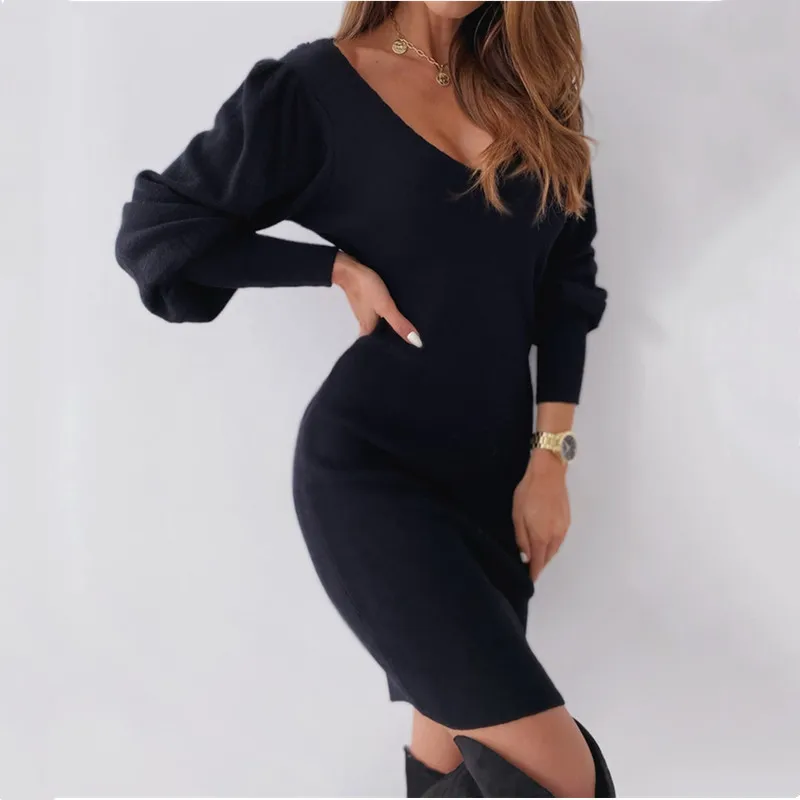 

Autumn Sexy Hollow Halter Lace V-Neck Slim Women's Solid Mini Dress Veseido 2020 Party Club White Nightclub Female Short Dresses
