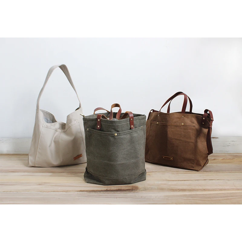 Оригинальная женская сумка ручной работы кожаная холщовая сумка-тоут пляжная