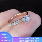 Женское Обручальное кольцо из стерлингового серебра 925 пробы с кристаллами цвета розового золота