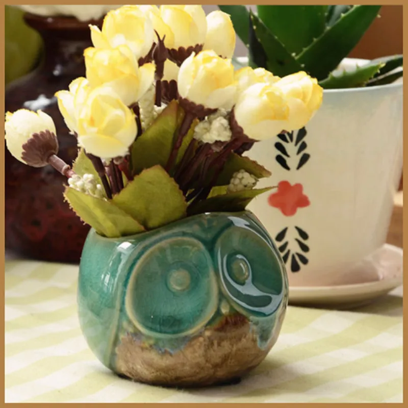Home decor Ceramic owl decoration small flower pot home desktop planters shape symbol of wisdom|flower pot|small potowl planter |