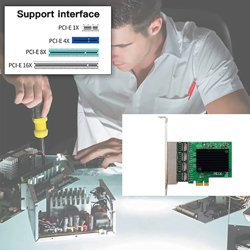Сетевая карта PCIE PCI-E X1 4-портовый гигабитный Ethernet-сервер сетевая адаптер для Love Fast