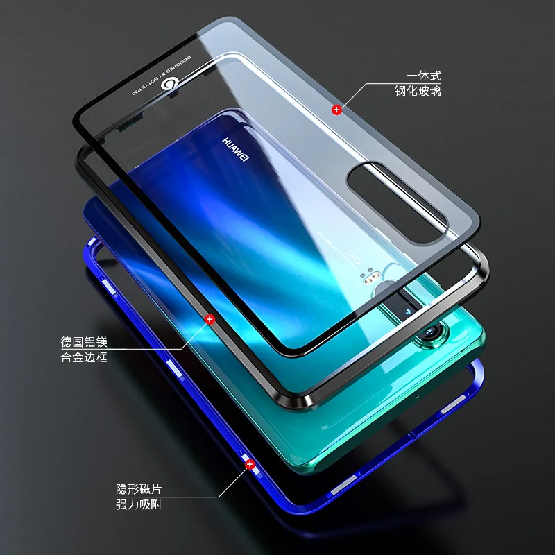 Роскошный Алюминиевый металлический магнитный чехол для Huawei P30 Pro защитный