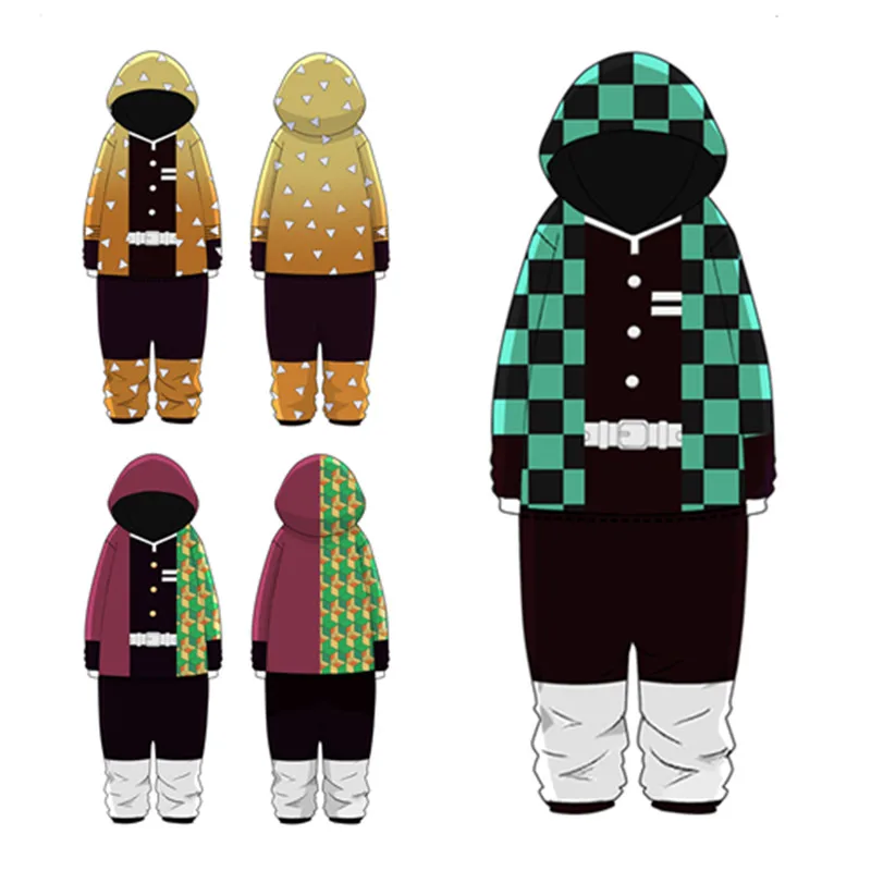 

Demon Slayer Kamado Tanjirou Cosplay Jumpsuit Onesies Rompers Pyjamas Sleepwear Anime Tomioka Giyuu 3D Printed Hooded Pajams