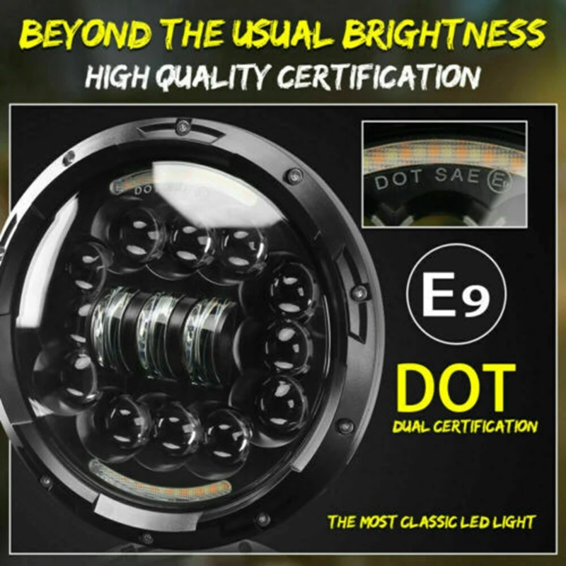 7 дюймовый круглый светодиодный головной светильник сигнала поворота DRL лампа