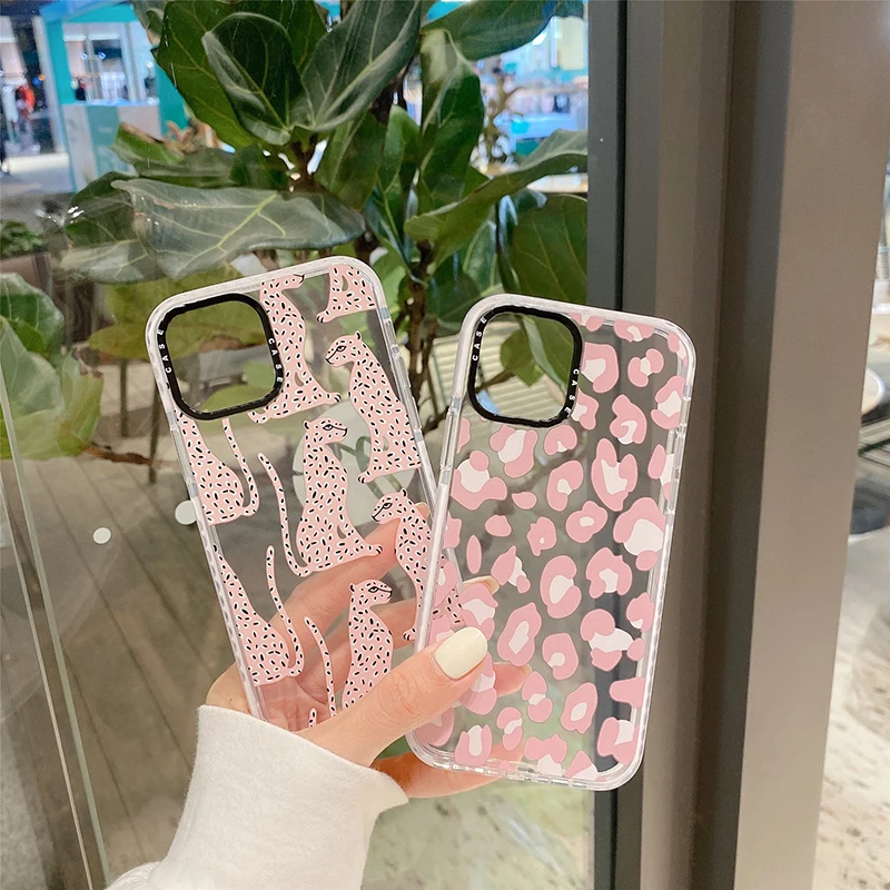 

Leopard Print Transparent Non-slip Soft Silicon Phone Case For iphone 12 MiNi 7 8 X XS XR MAX 11 Pro Plus 6S Cover