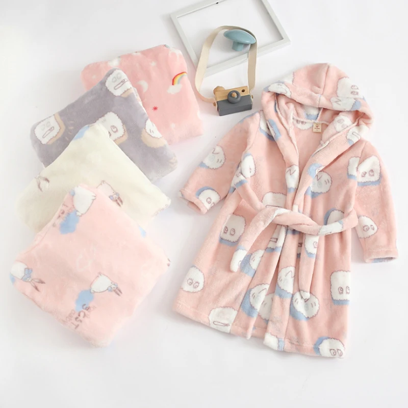 

Baby Pajamas Robe Cartoon Hoodies Girl Boys Sleepwear Good Quality Bath Towels Kids Soft Bathrobe Pajamas Children's Clothing